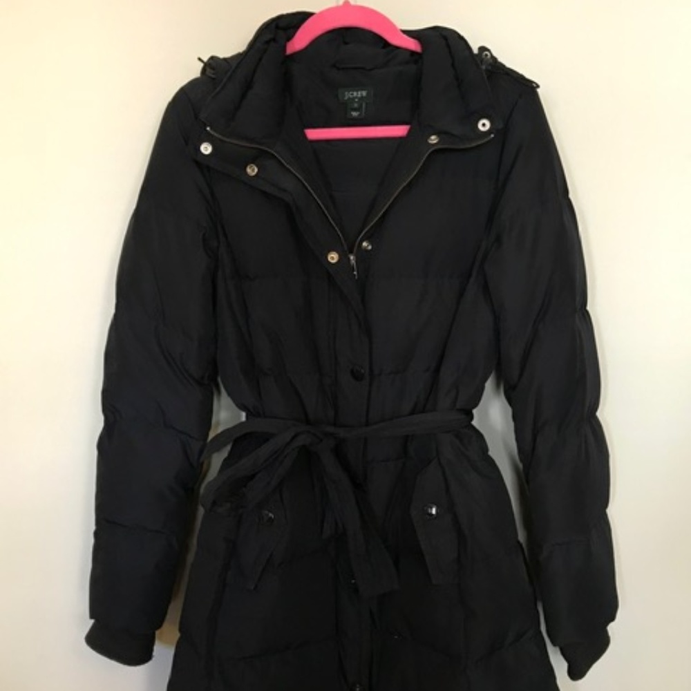 J. Crew Factory Black Long Puffer Coat Size M
